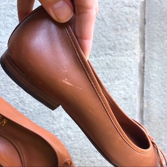 Ralph Lauren Chestnut Brown Leather Bow Flats 5.5 - Picture 8 of 12